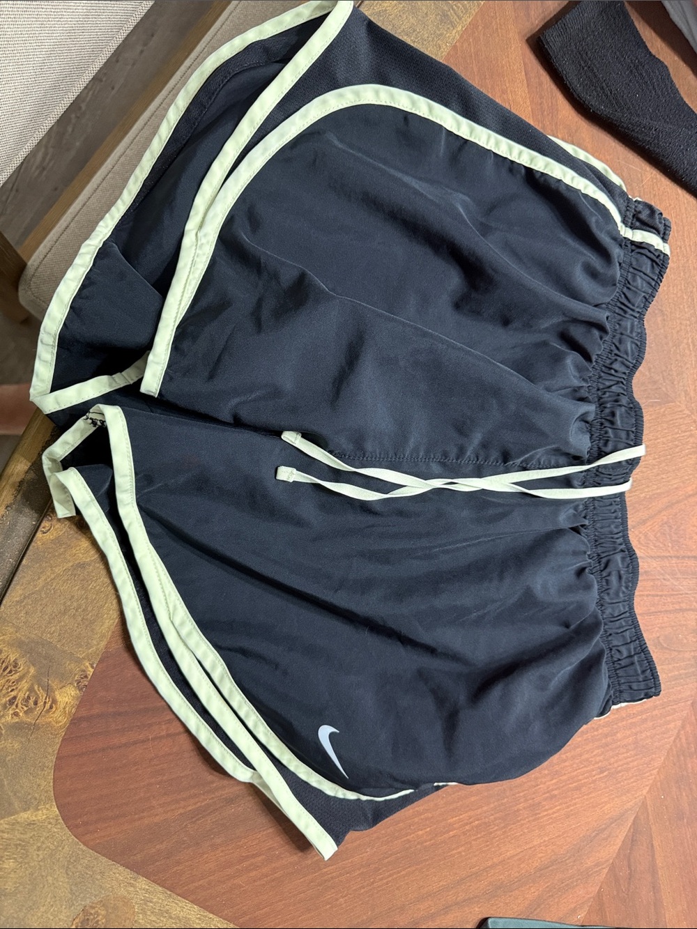 Nike Black Shorts with Pale Green Trim